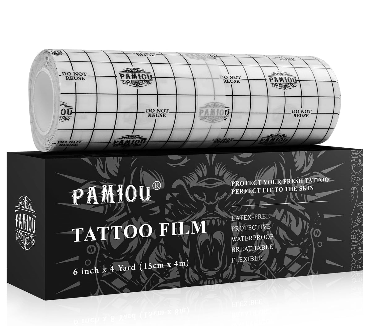 Pamiou Tattoo Cover Up Patch - 6&quot;X4&quot; Waterproof, Breathable, Latex-Free Aftercare Bandage