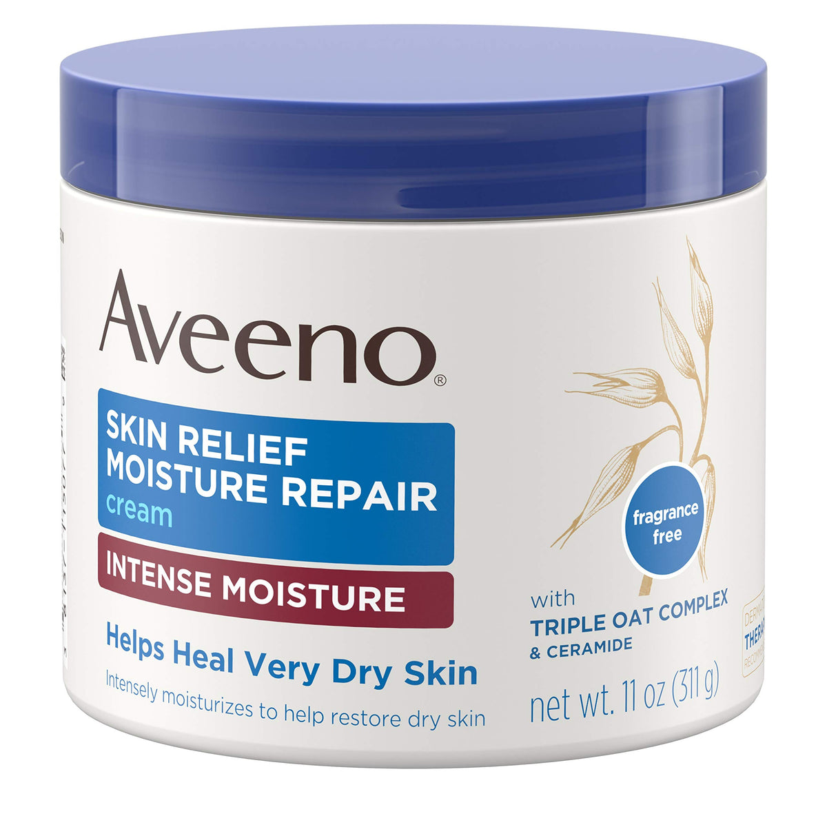 Aveeno Skin Relief Moisture Repair Cream, Triple Oat Complex, 11 Oz (Pack Of 12)