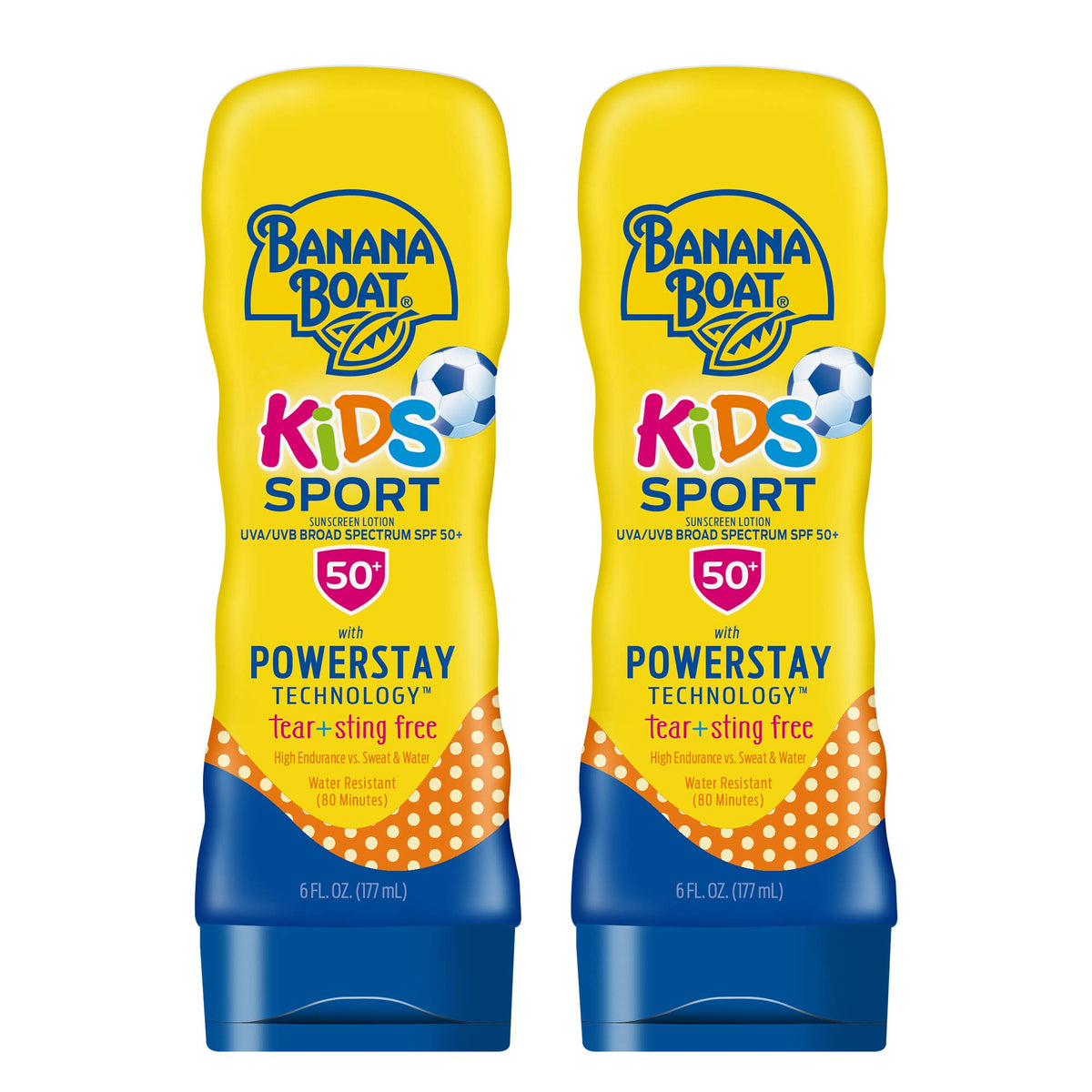 Banana Boat Kids Sport Sunscreen Lotion Spf 50 Twin Pack - Tear Free, Oxybenzone Free, 12 Fl Oz