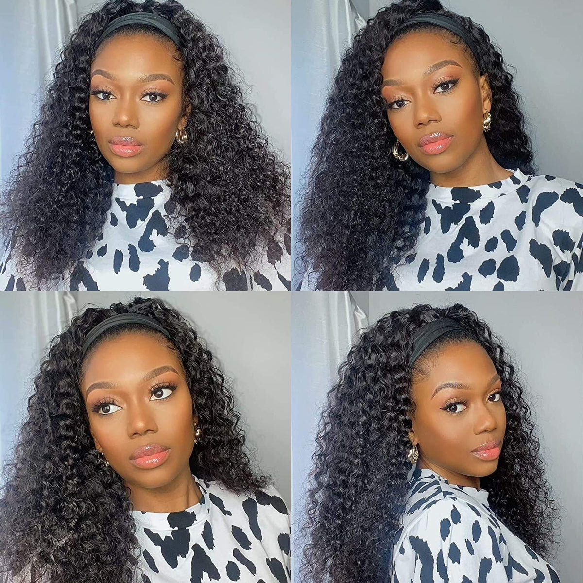 Celiarita 20&quot; Deep Wave Headband Wig - Human Hair, Glueless, 150% Density For Black Women