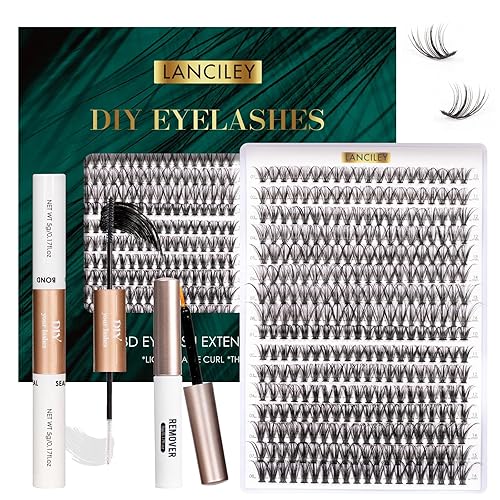 Lanciley 320 Pcs Lash Extension Kit - 30D+40D Thin Band Clusters, DIY Home Use, Synthetic Lashes