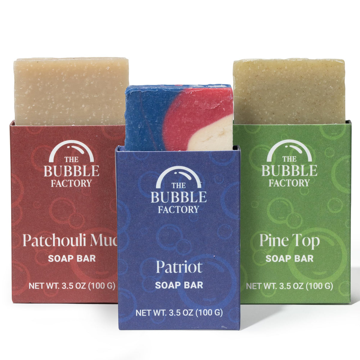 The Bubble Factory Vegan All-Natural Bath Soap Bar With Shea Butter & Essential Oils, 3-Pack