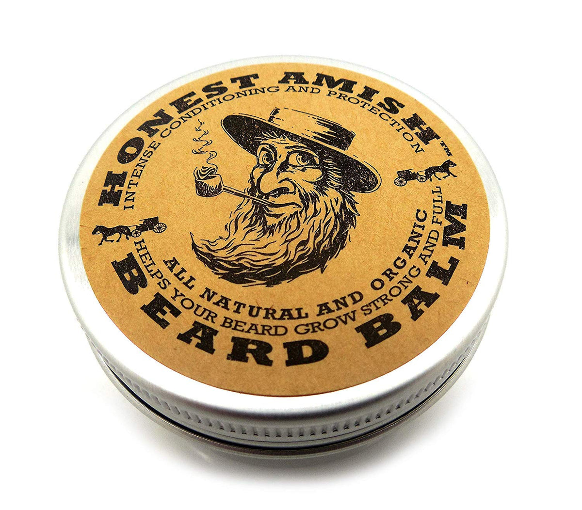 Honest Amish Beard Balm - Natural Leave-In Conditioner, 2Oz Tin, Translucent Yellow