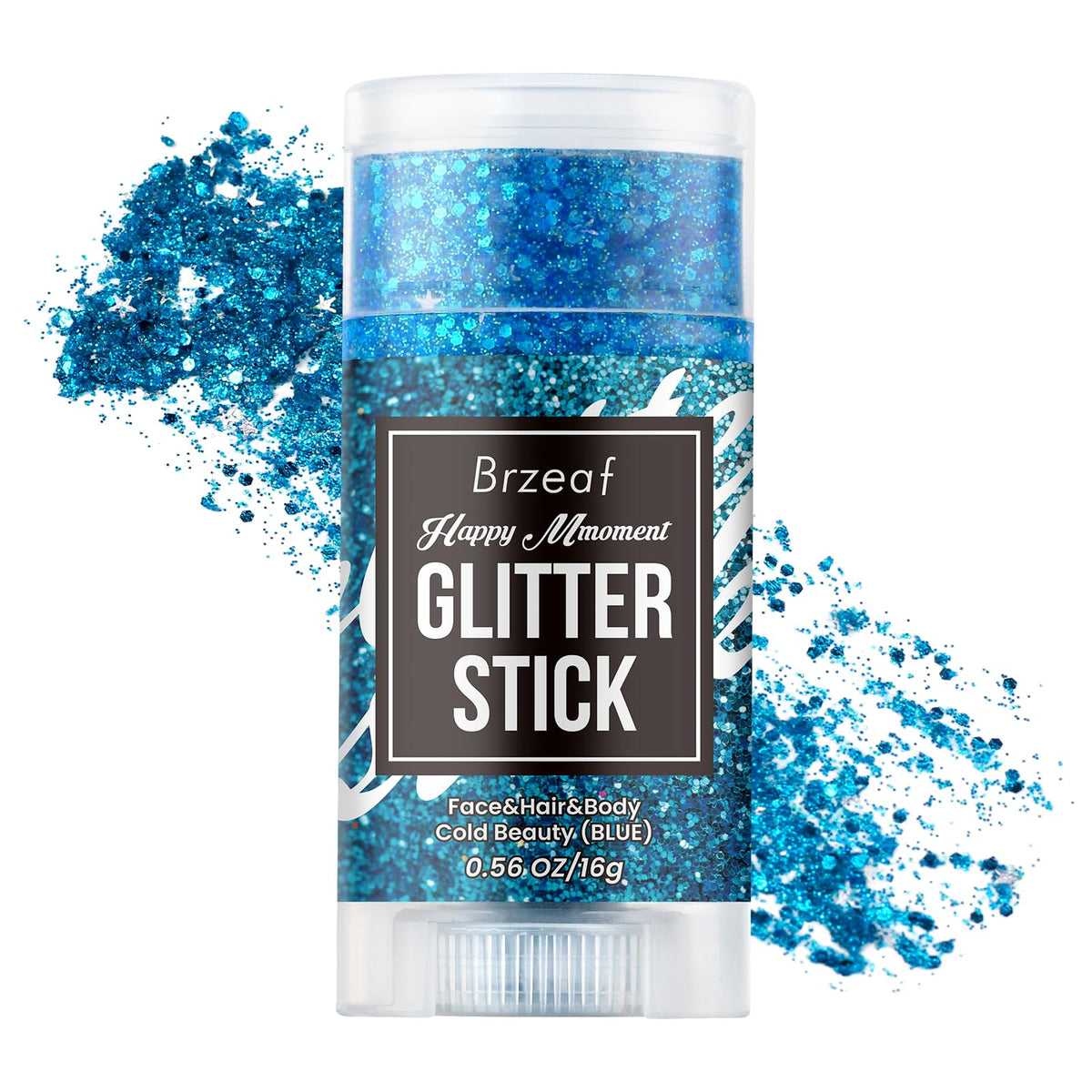 Brzeaf Waterproof Blue Glitter Stick - Long Lasting Hair & Face Makeup For Festivals & Raves