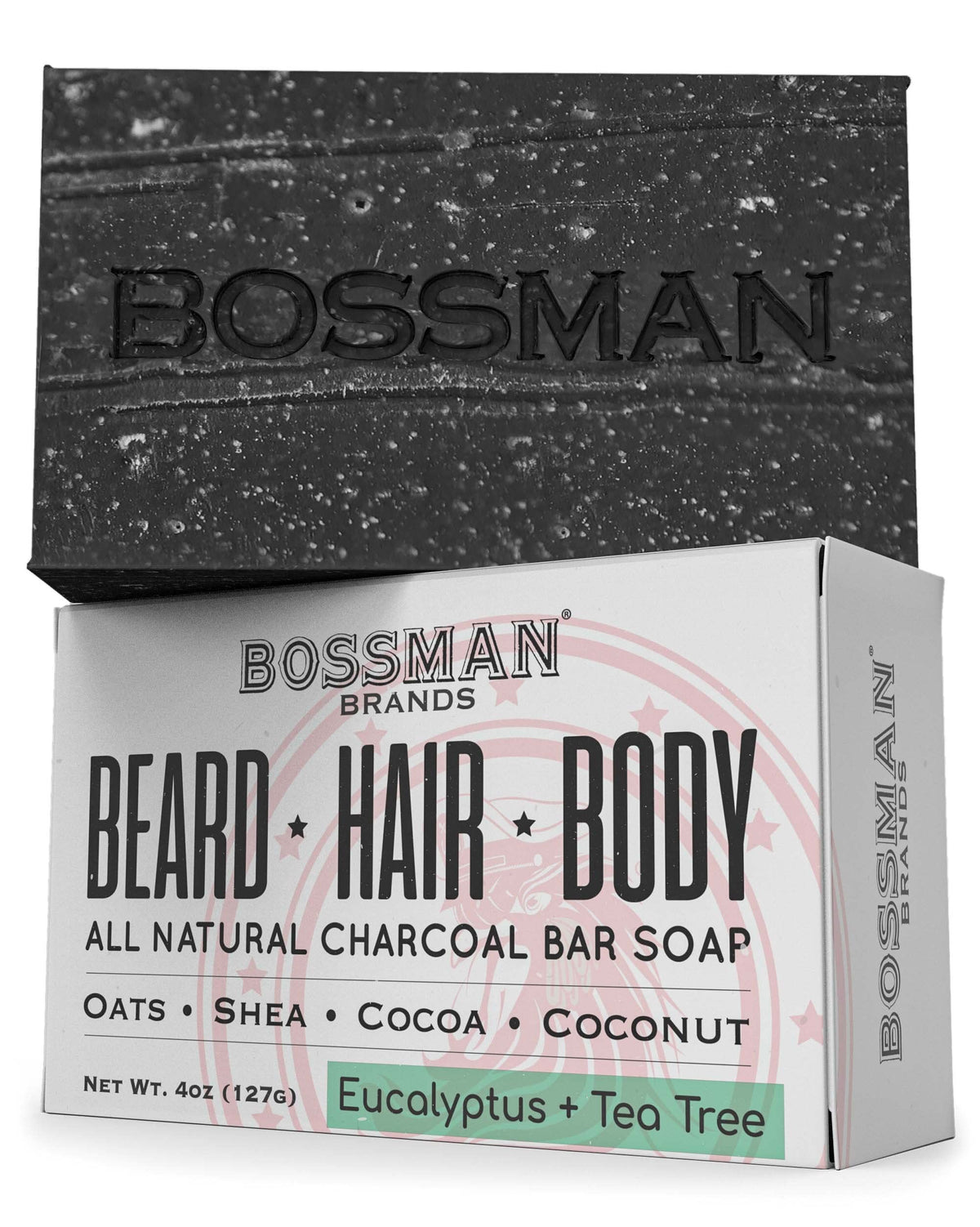 Bossman Men'S 4-In-1 Bar Soap - Natural Beard Wash, Shampoo, Body Wash & Shaving Soap, Eucalyptus