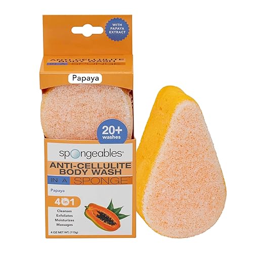 Spongeables Anti Cellulite Body Wash Sponge, Papaya, 20+ Washes, 1 Count