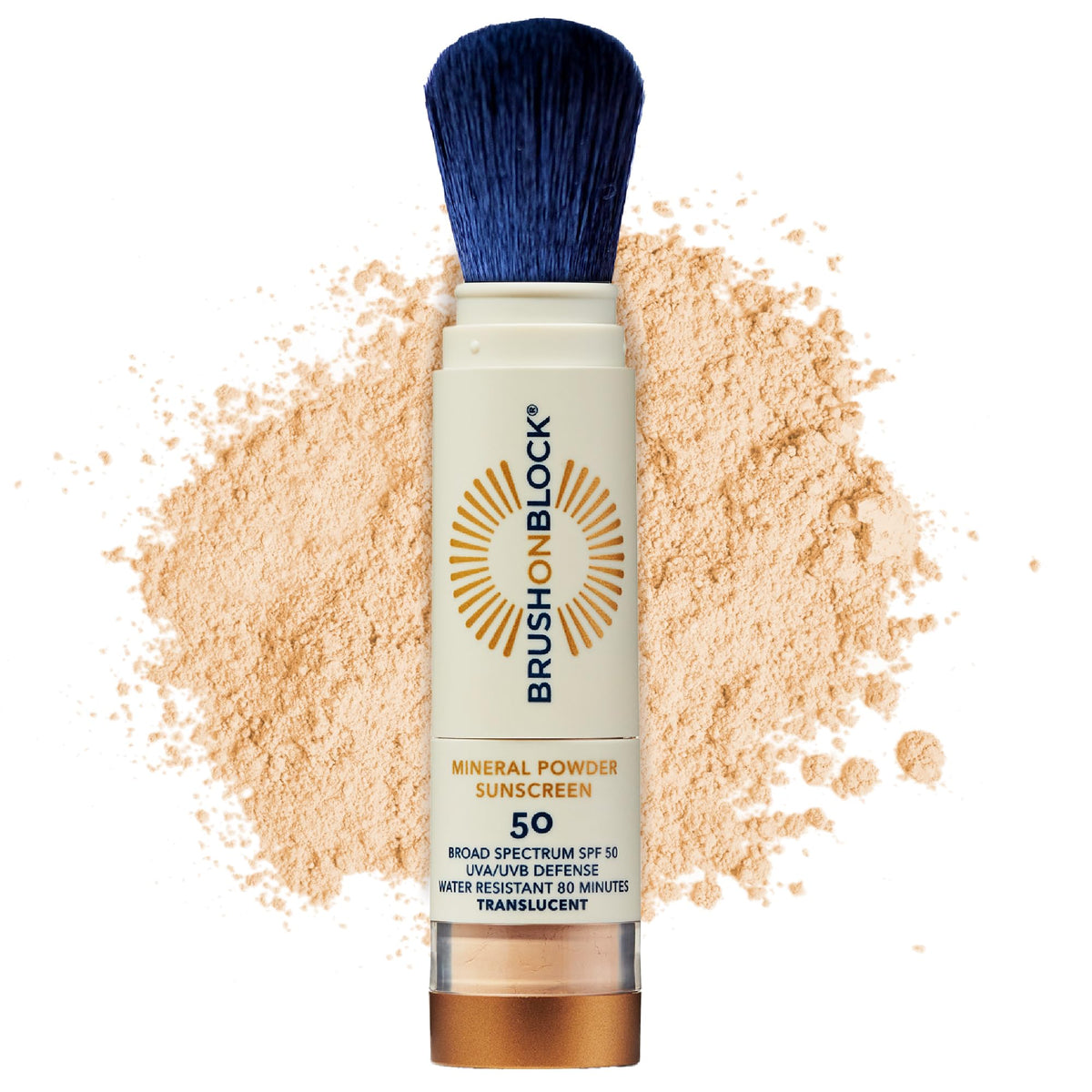 Brush On Block Spf 50 Mineral Powder Sunscreen, Translucent, Water Resistant, Reef Friendly