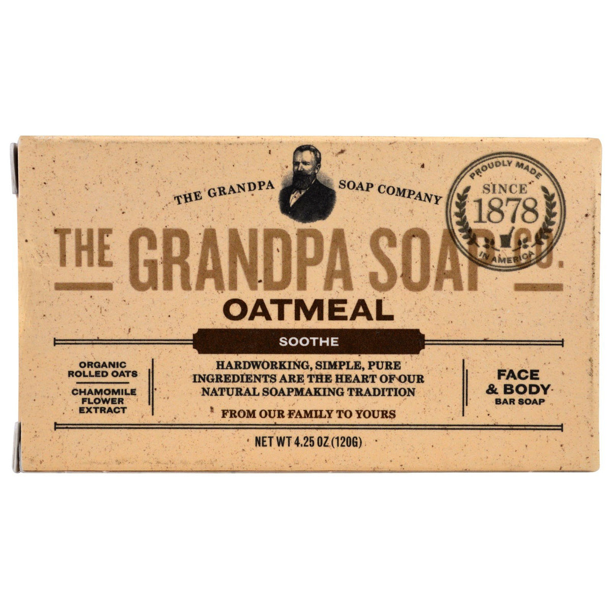 Grandpa'S Old Fashioned Oatmeal Bar Soap - 3.25 Oz For Face And Bath, Natural Cleansing