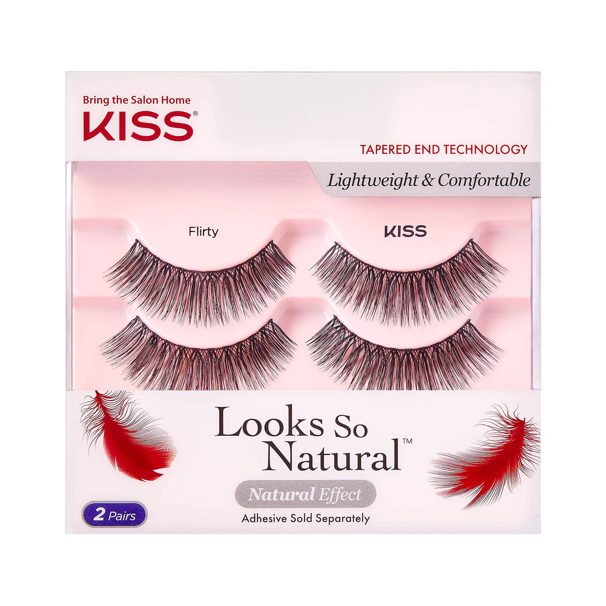 Kiss Flirty Double Pack False Eyelashes - Lightweight, Reusable, Contact Lens Friendly, 2 Pairs