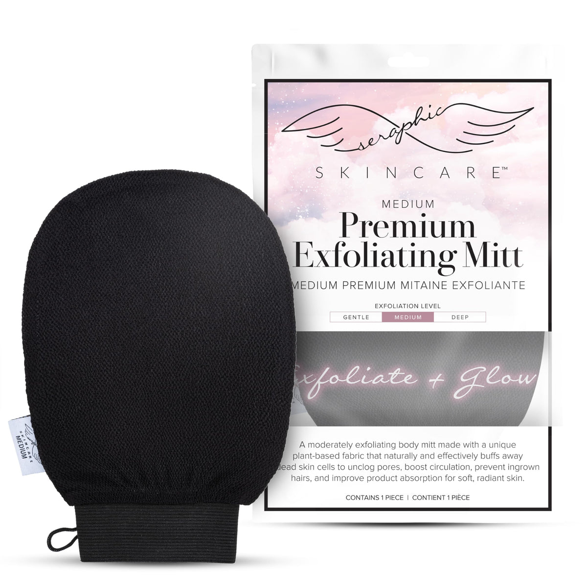 Seraphic Skincare Premium Exfoliating Mitt - Viscose Fiber Body Glove For Self-Tan Removal