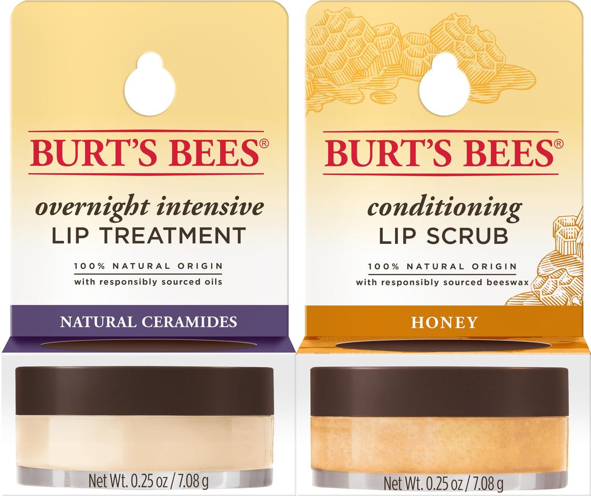 Burt'S Bees Lip Scrub & Overnight Treatment, Exfoliates & Hydrates, 2 Jars, 0.25