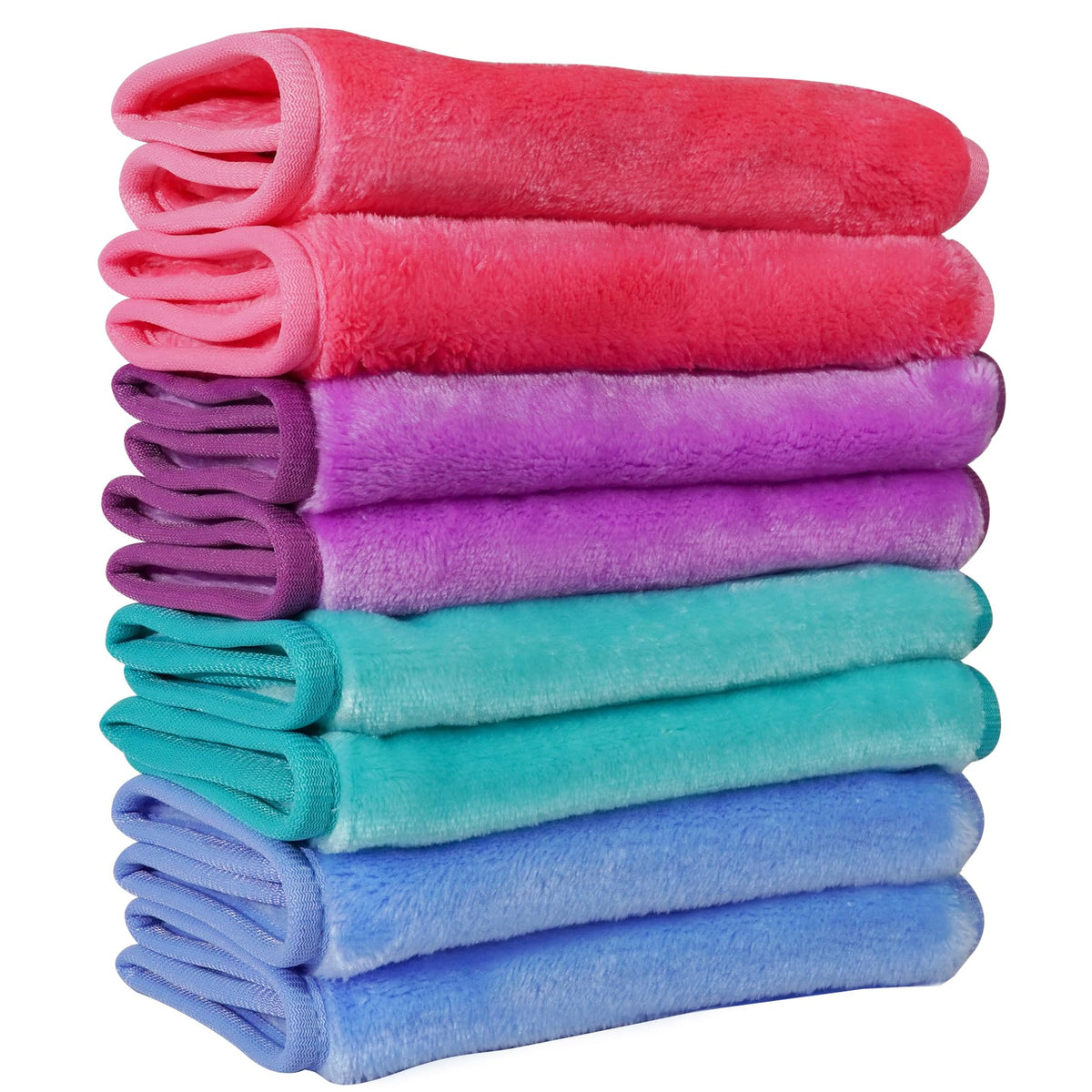 Nugilla Makeup Remover Cloths - 8 Reusable Microfiber Towels For Women, Soft & Colorful