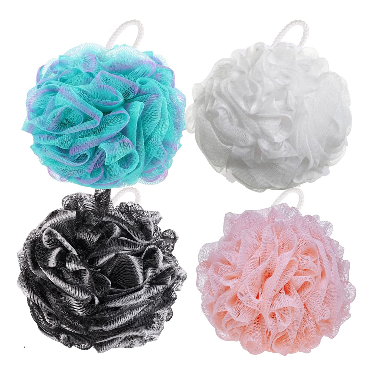 Btyms 4 Pack Shower Loofahs - Mesh Bath Sponges For Exfoliating Body Scrub, 60G Each