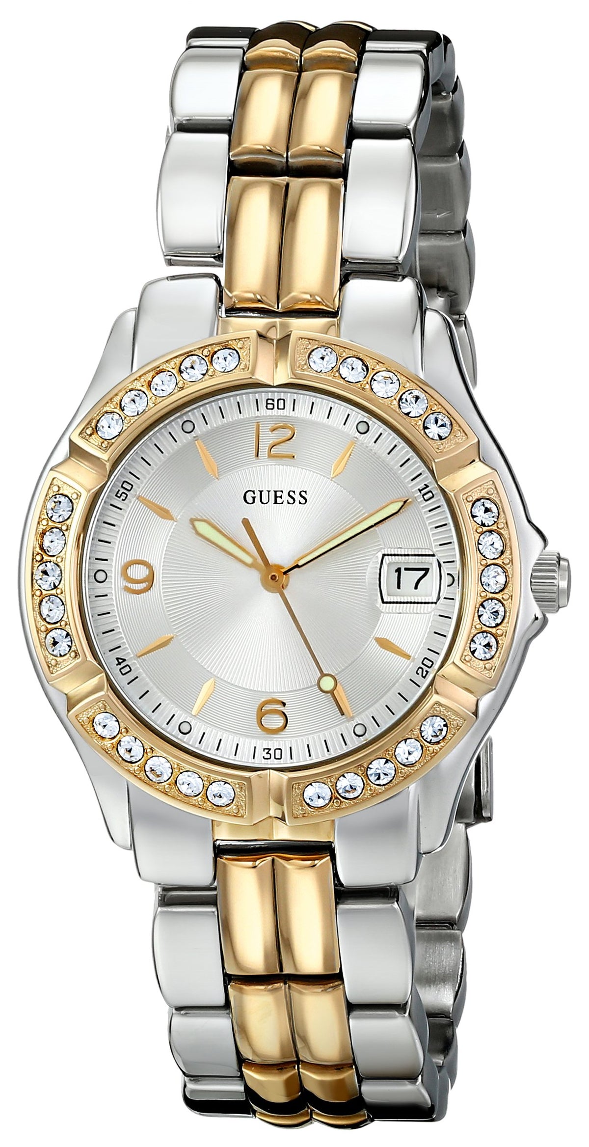 Guess Silver & Gold-Tone Bracelet Watch With Date Feature, Two Tone Metal Design