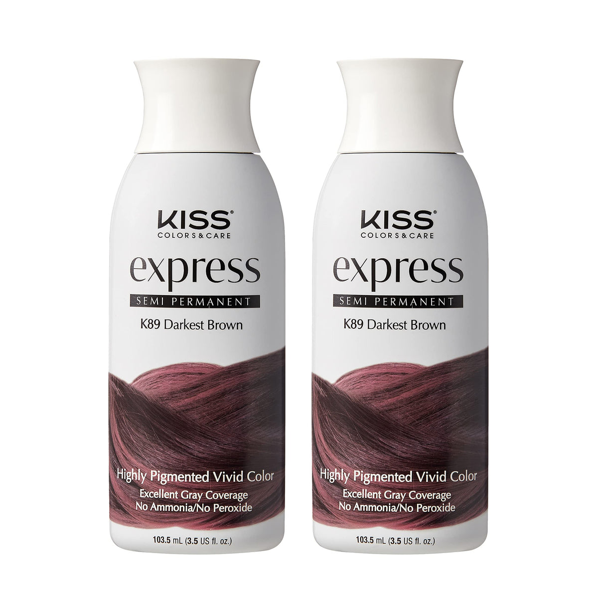 Kiss Kiss Express Semi-Permanent Hair Color 3.5Oz (2 Count) - Darkest Brown