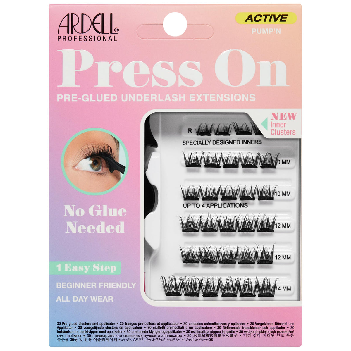 Ardell Active Press On Diy Lash Clusters - Pre-Glued Underlash False Eyelashes, Black