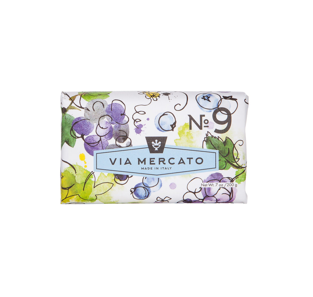 Via Mercato Italian Soap Bar 200G - No. 9 Grape, Black Currant & Musk Scented Soap