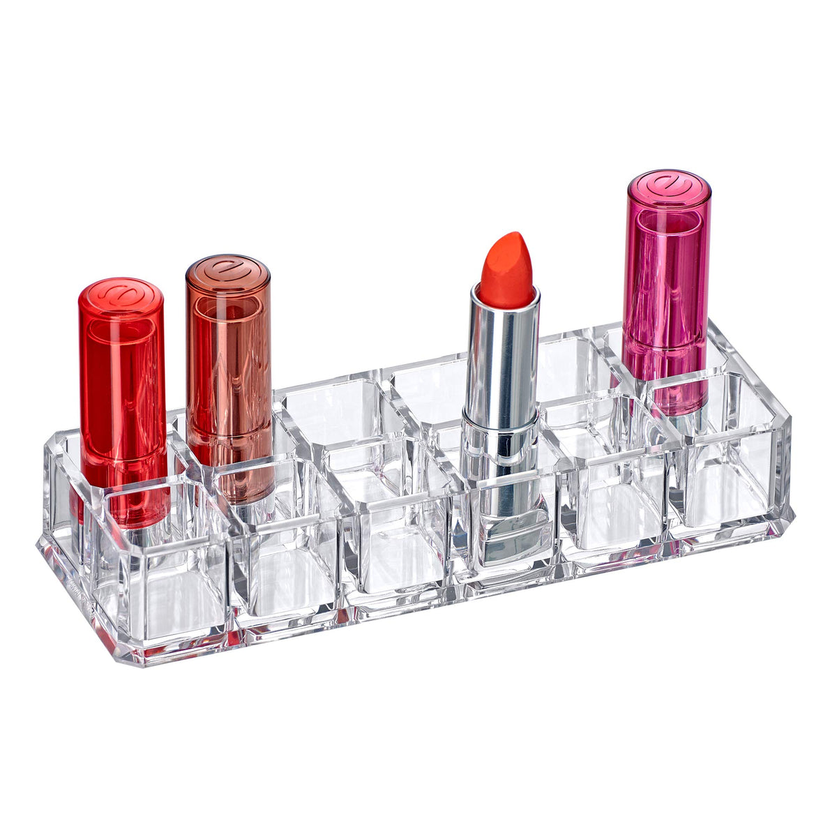 Amazing Abby 12-Slot Acrylic Lipstick Organizer - Clear Cosmetic Storage For Vanity & Drawer