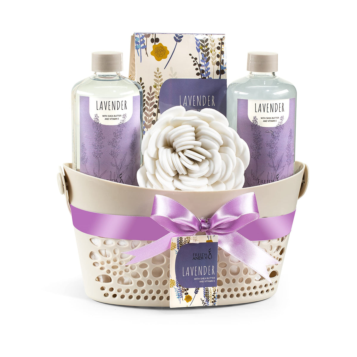 Freida And Joe 5-Piece Spa Gift Set – Shea Butter & Vitamin E In Beautiful Basket For Relaxation