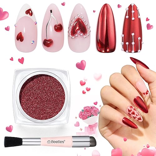 Beetles Red Chrome Nail Powder - Metallic Mirror Effect Glitter for Nail Art & DIY Decoration