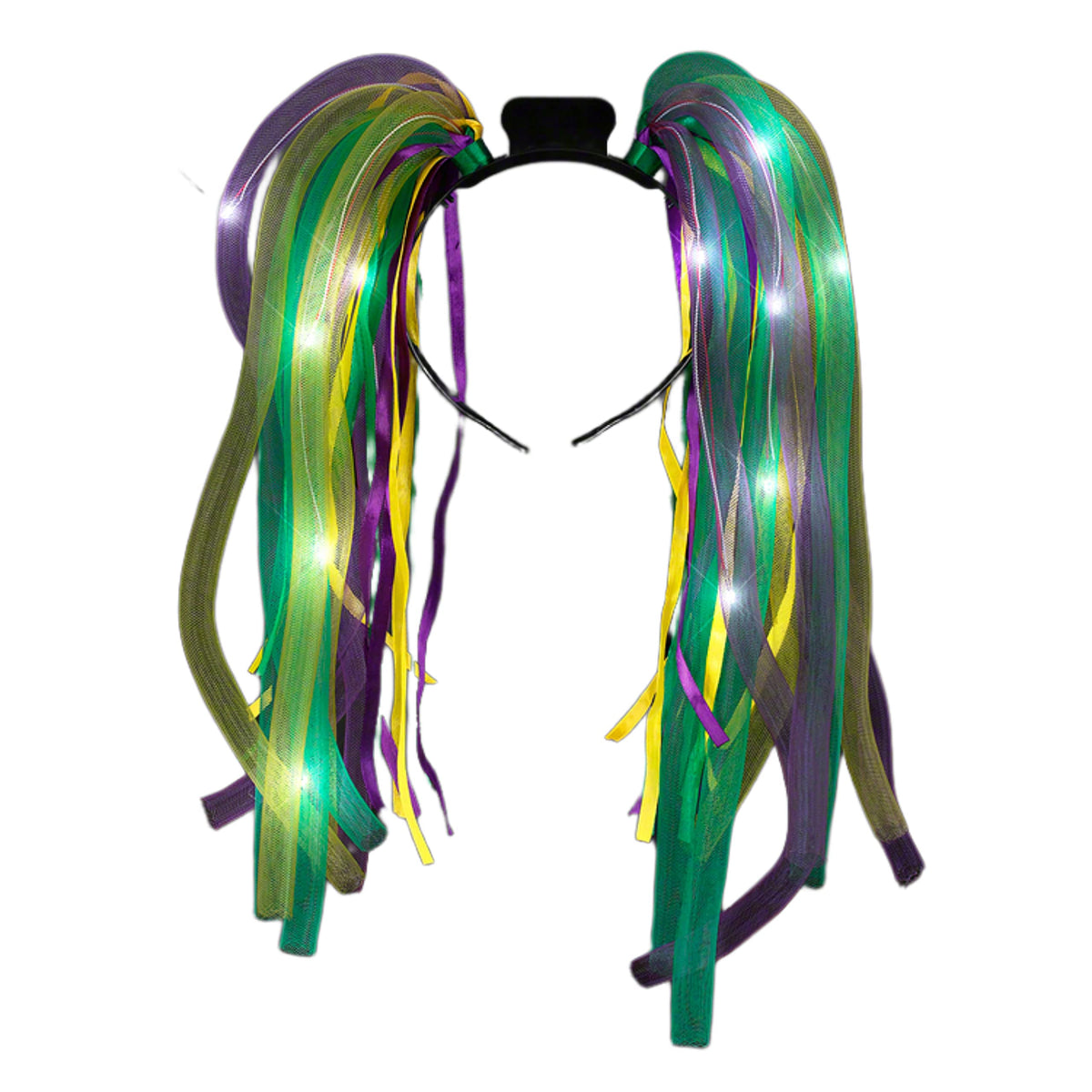 Blinkee Mardi Gras Led Noodle Headband - Purple, Gold, Green, 12 Bright White Lights