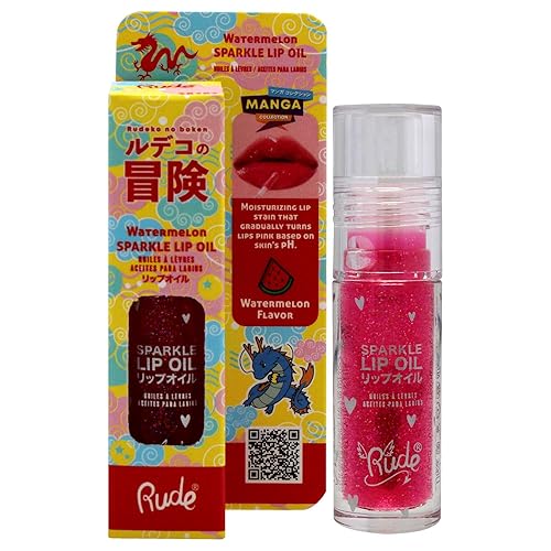 Rude Manga Sparkle Lip Oil - Watermelon Flavored Hydrating Gloss