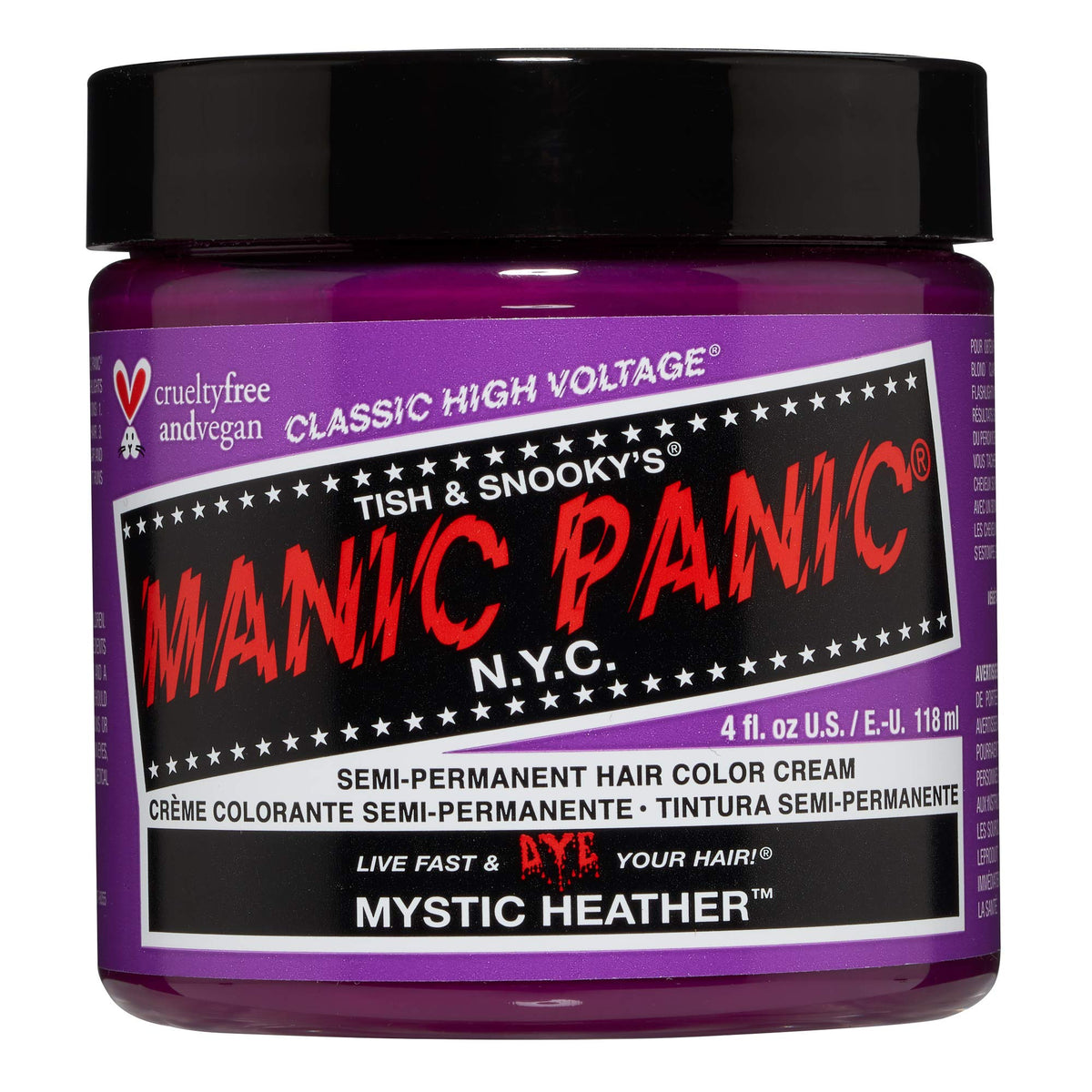 Manic Panic Mystic Heather Hair Dye - Semi Permanent Mauve Color, Vegan, Glows In Blacklight