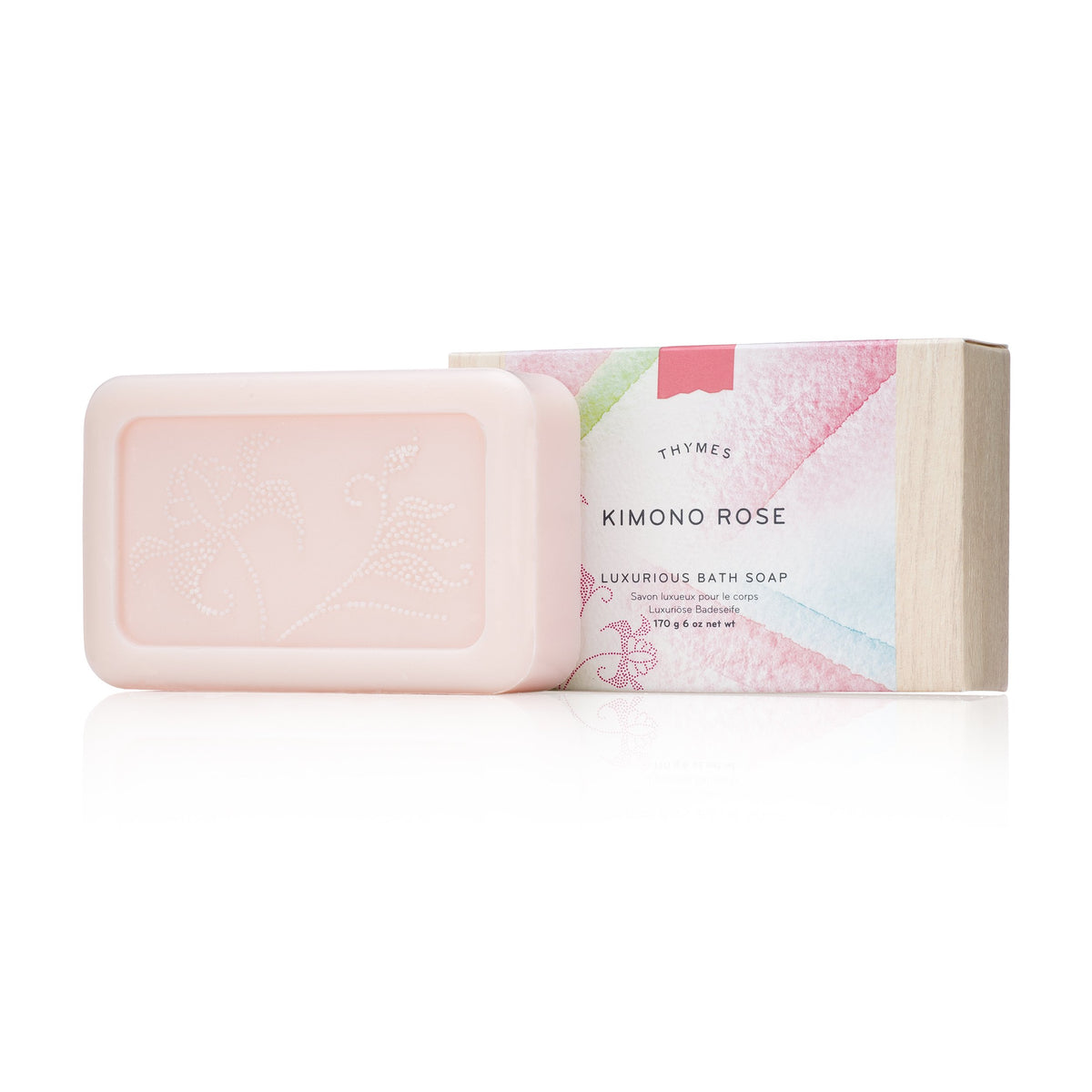 Thymes Kimono Rose Bath Soap - 6 Oz Moisturizing Bar For Luxurious Skin Care