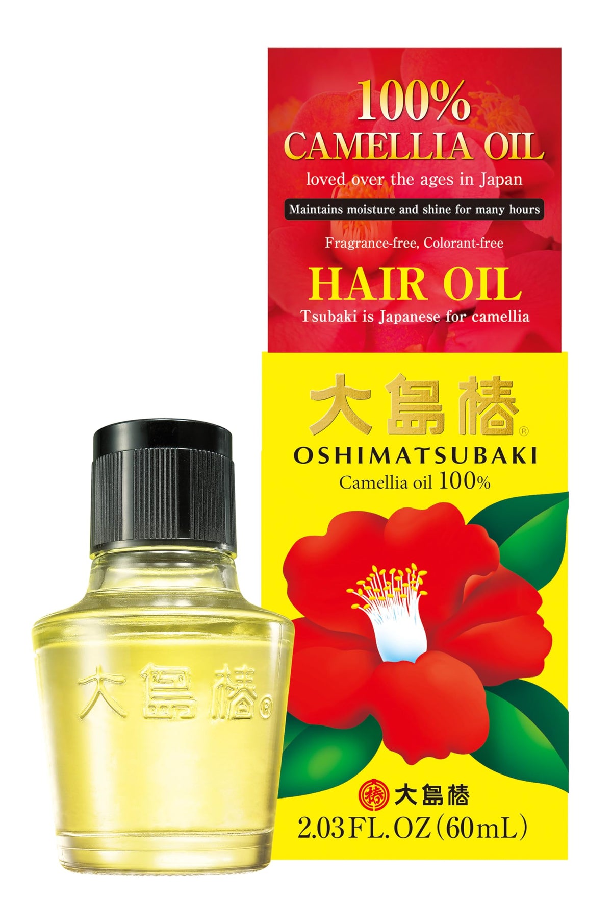 Oshima Tsubaki 100% Pure Camellia Oil for Hair, Face, Body & Beard - 2.03 FL OZ