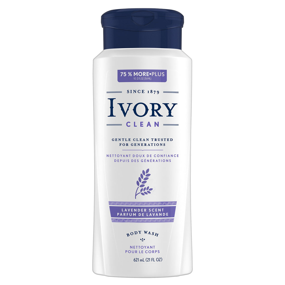 Ivory Lavender Body Wash 21 Oz (Pack Of 2) - Refreshing Moisturizing Cleanser