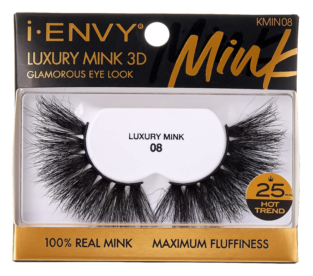 Kiss Mink 3D Lashes - Luxury Soft Faux Fur, Natural Look, 1 Count, Style 08