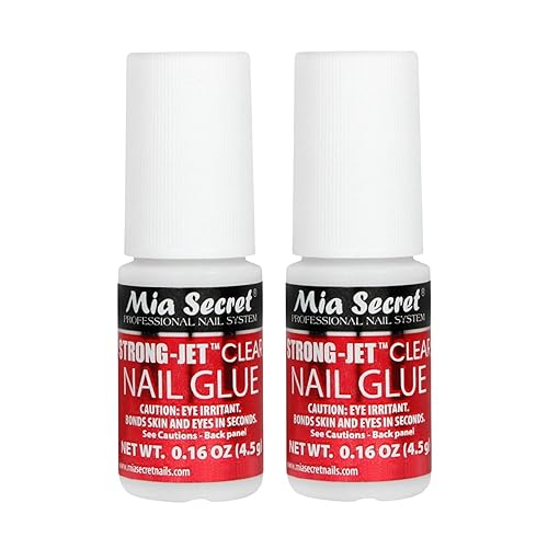 Mia Secret Strong-Jet Nail Glue Brush-On, Clear, 4.5G, 2 Pack, 0.16 O