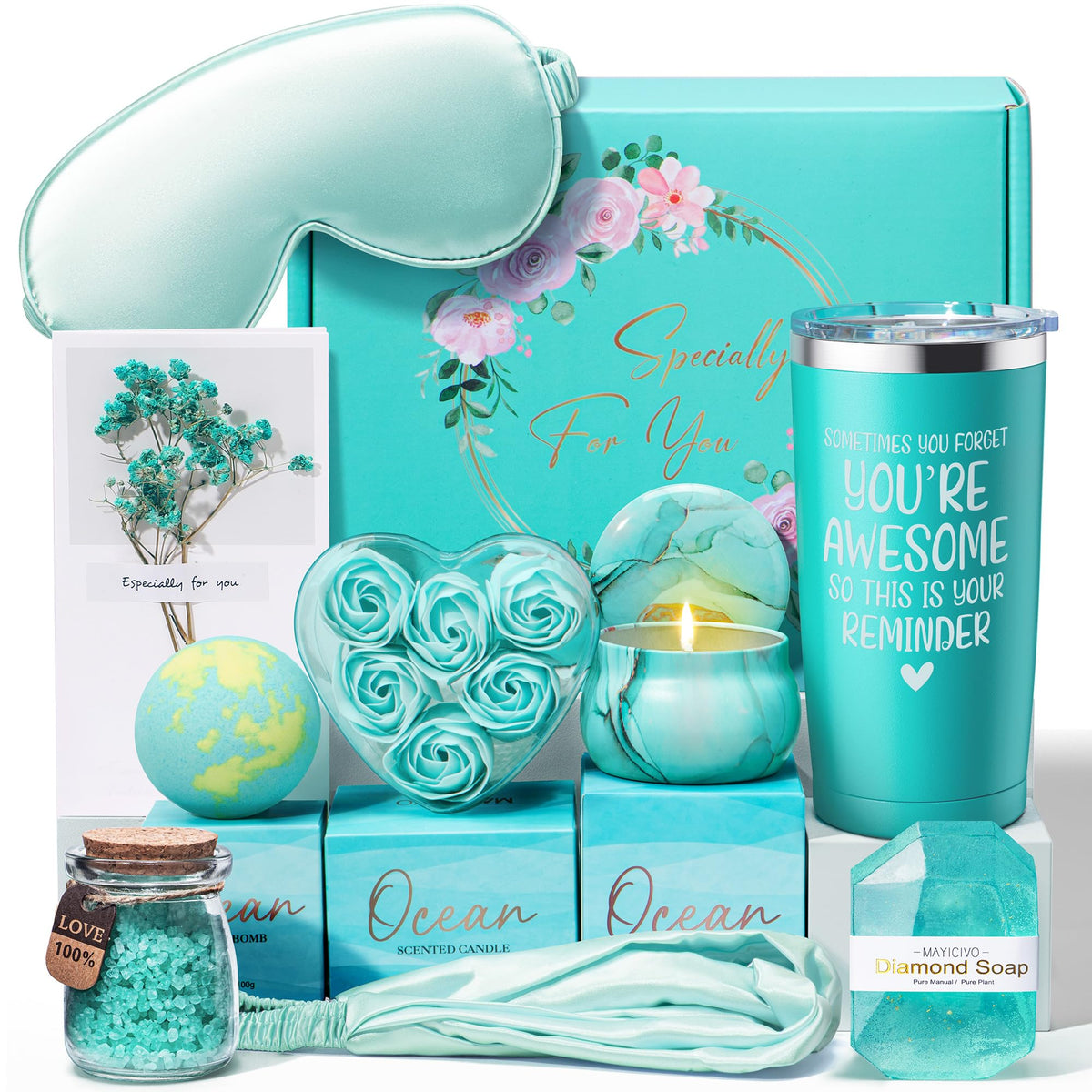 Mayicivo Ocean Spa Gift Basket - Relaxing Self Care Gifts For Women, Moms, Friends & Teachers