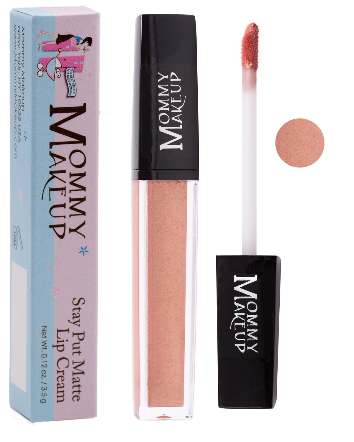 Mommy Makeup Stay Put Matte Lip Cream - Kiss Proof Lipstick, Farrah Shimmering Copper Rose