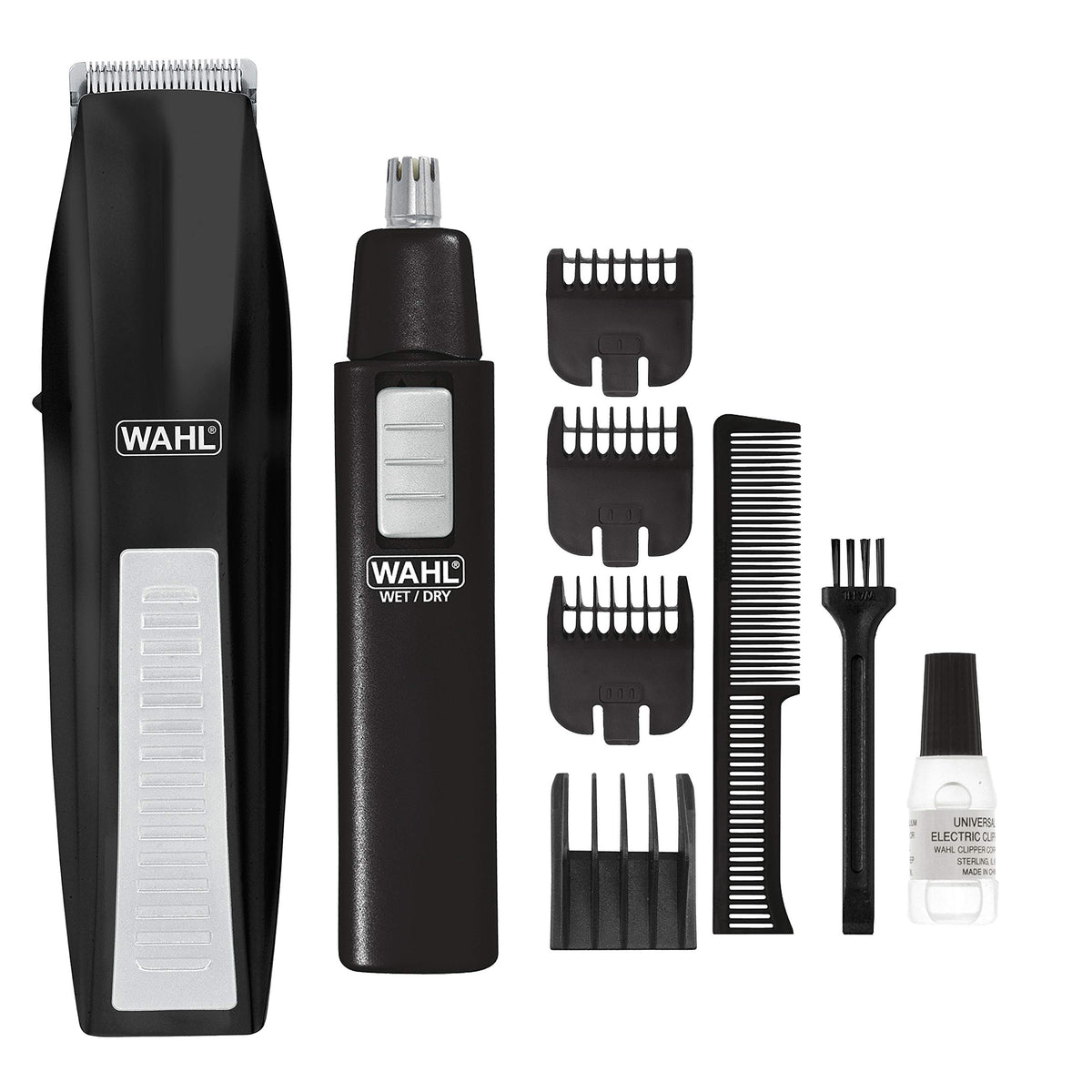 Wahl Cordless Beard Trimmer Set With Ear, Nose & Brow Trimmer - 11 Piece Black Alloy Steel