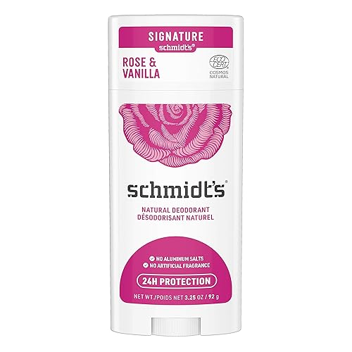 Schmidt's Deodorant Stick, Rose Vanilla, 3.25 Ounce - Natural, Aluminum-Free, Long-Lasting