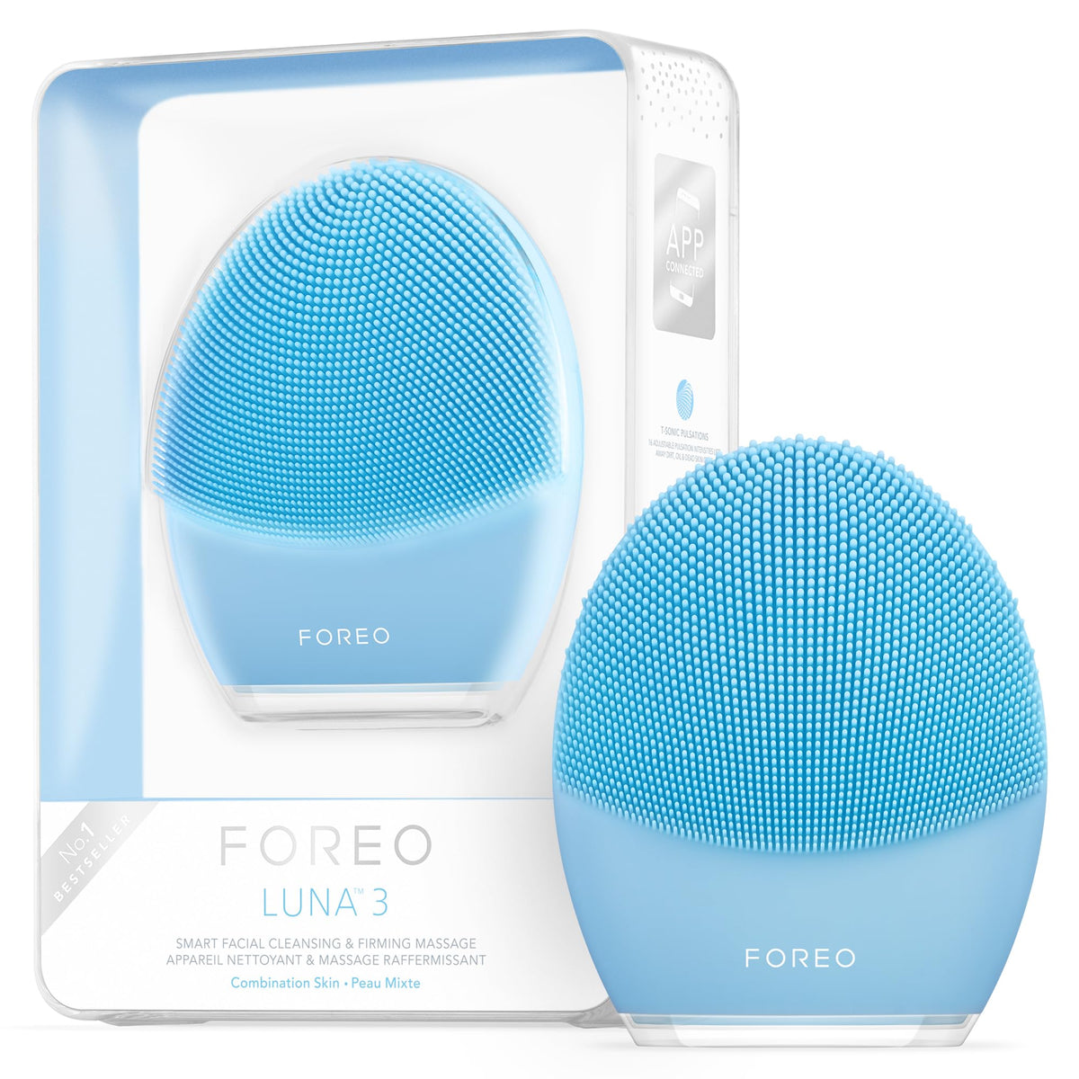 Foreo Luna 3 Facial Cleansing Brush - Anti-Aging, Waterproof, Silicone, For Combination Skin