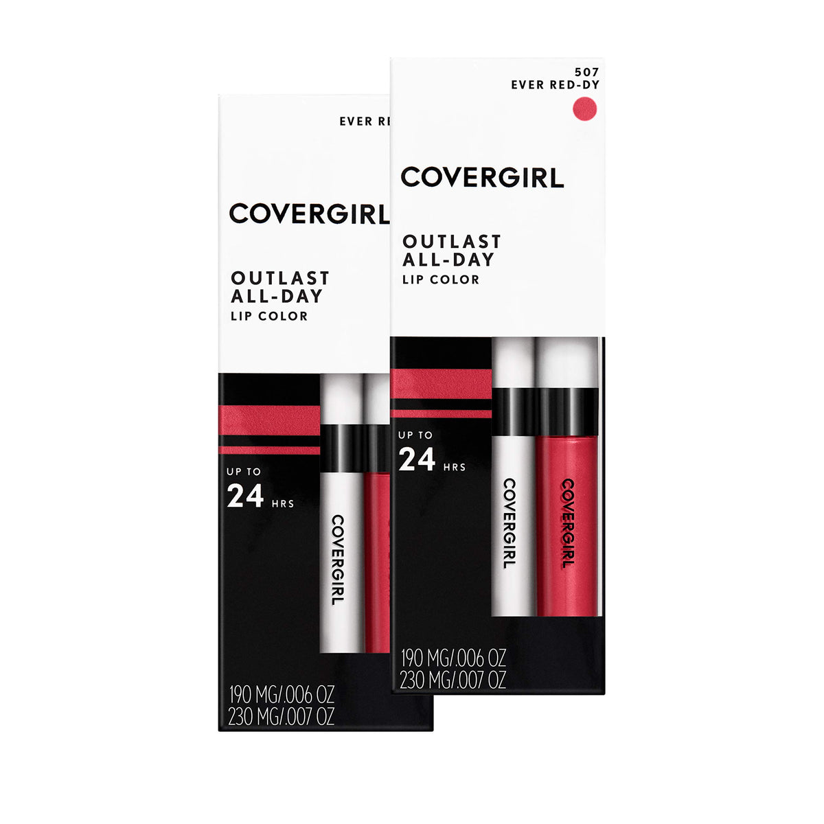 Covergirl Outlast Lip Color, Ever Reddy - Moisturizing Long-Lasting Formula, 0.02 Oz, Pack Of