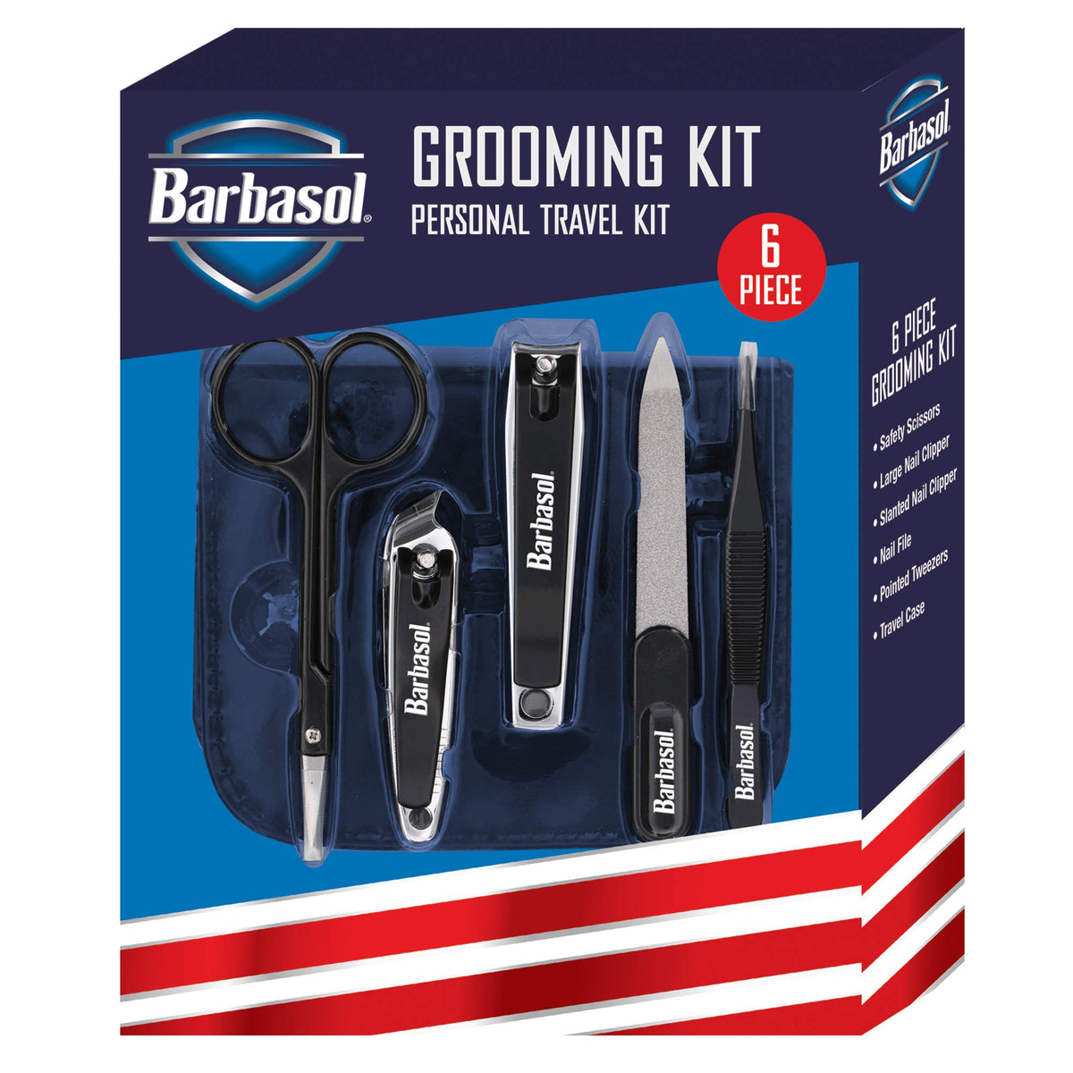 Barbasol CBG11001BLK 6Piece Nail Grooming Set with Travel Case  Black