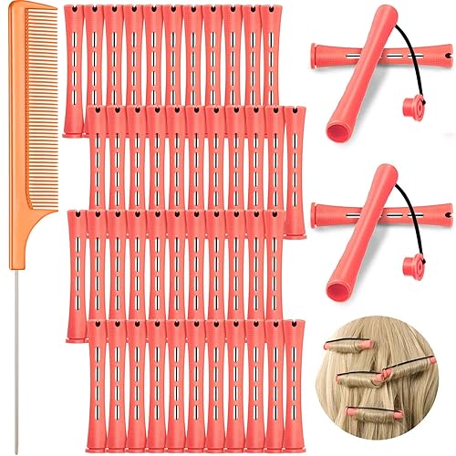 WILLBOND 48 Pcs Cold Wave Hair Perm Rods & Curlers, Pink, 0.51 Inch, Alloy Steel