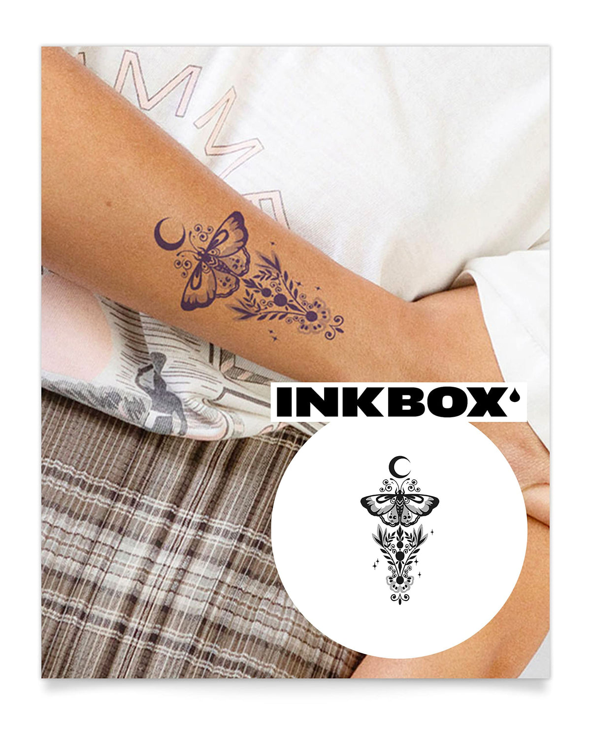 Inkbox Moonlit Wings Temporary Tattoo - Semi-Permanent, Water-Resistant, Easy Application, 6X3 In