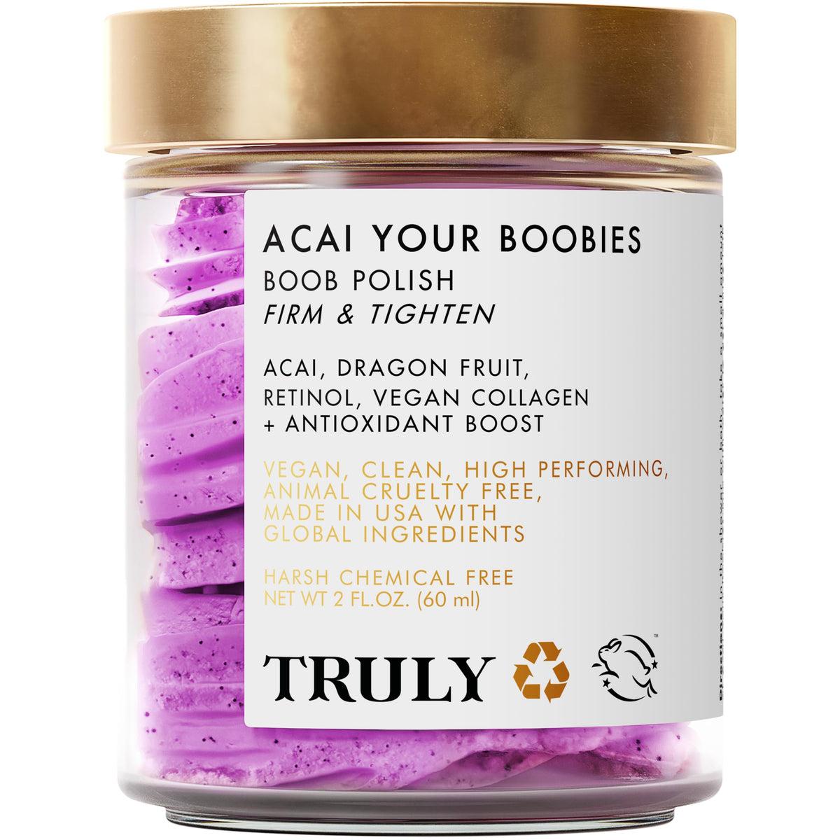 Truly Beauty Acai Your Boobies Polish - Exfoliating Body Scrub For Smooth Skin - 2 Oz