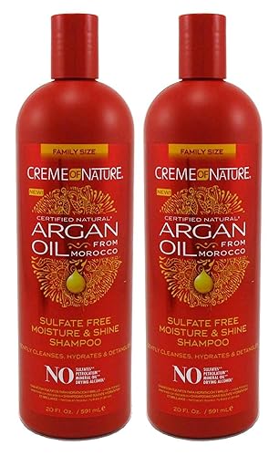 Creme Of Nature Argan Oil Shampoo, Sulfate-Free, 20Oz (2 Pack) - Moisturizing Cleanser