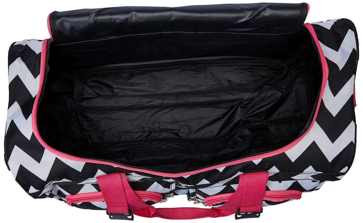 Rockland 22-Inch Pink Chevron Rolling Duffel Bag - Durable Polyester Travel Luggage