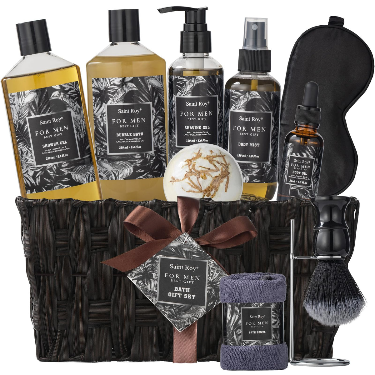 Saint Roy Men'S Beard Shaving Kit - 8 Pieces Spa Gift Set For Him, Perfect For Valentine'S Day