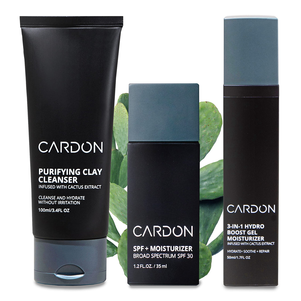 Cardon Men'S Skincare Set - Cactus Moisturizer, Gentle Wash & Night Cream For Sensitive Skin