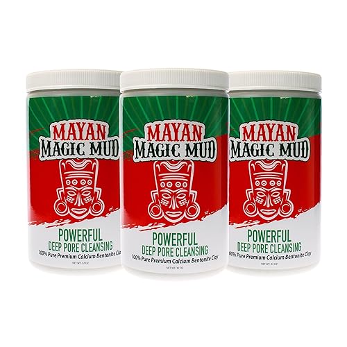 Mayan Magic Mud Premium Healing Clay Mask - 100% Pure Calcium Bentonite - 3 Pack (32 Oz)