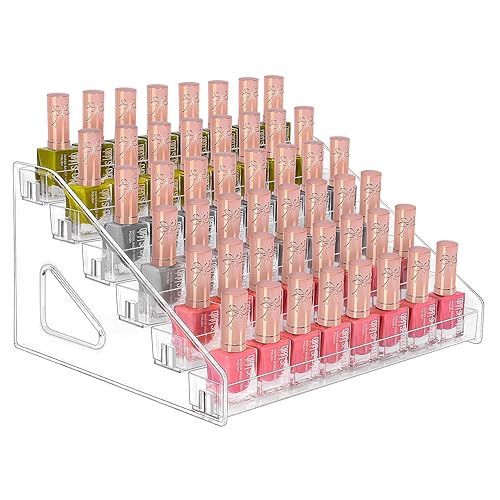 JessLab Acrylic Nail Polish Organizer - 6-Layer Clear Rack for Makeup & Essential Oils Storage