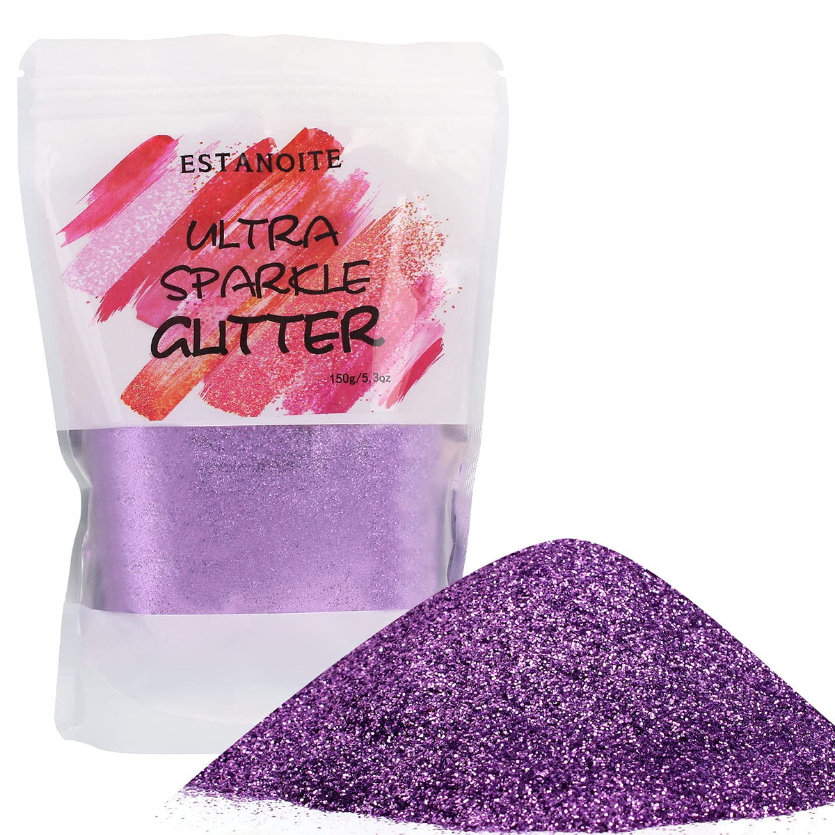 Estanoite Light Purple Metallic Glitter Powder, 150g Ultra Fine Dust for Crafts & Nail Decoration