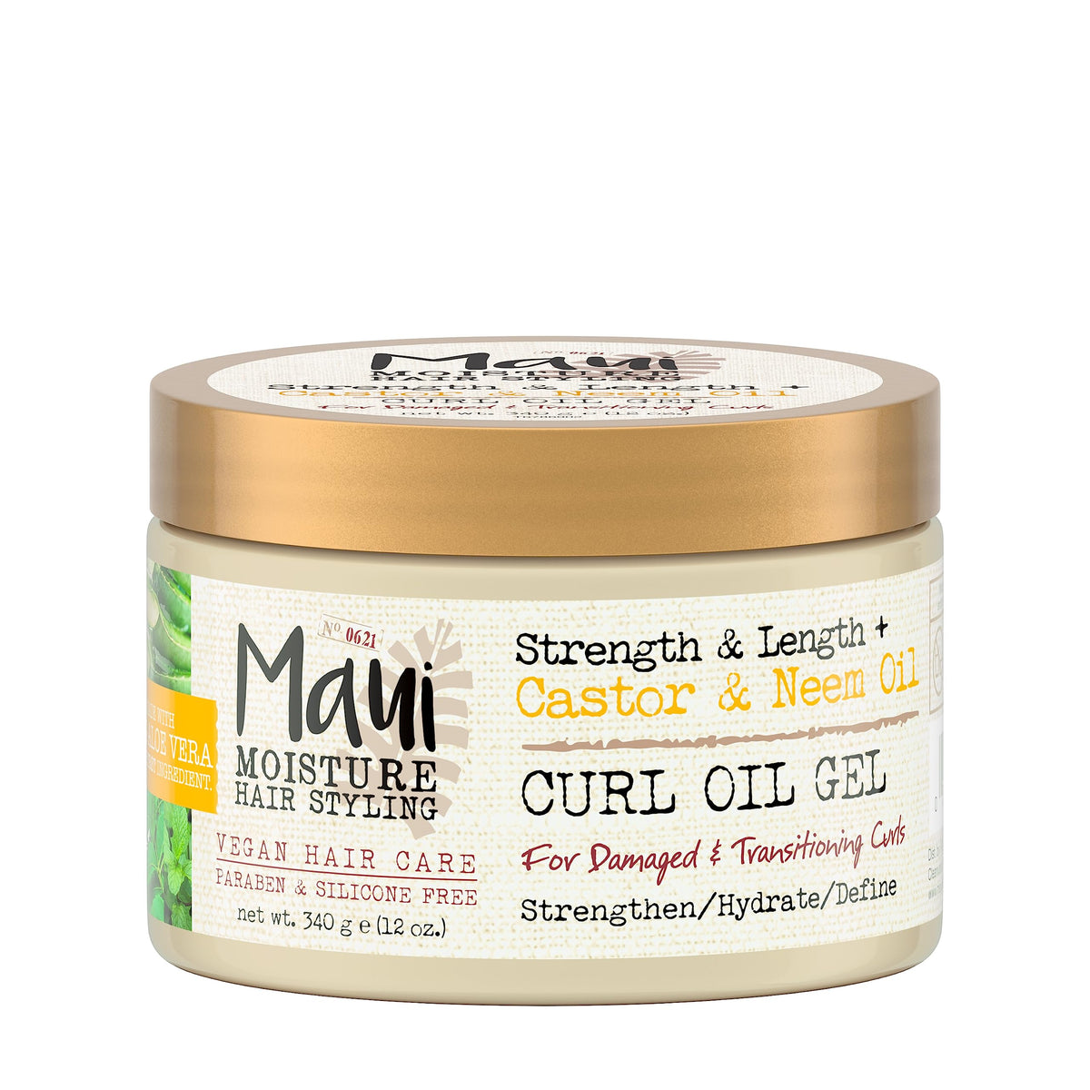 Maui Moisture Curl Oil Gel with Castor & Neem Oil, 12 Fl Oz - Strength & Length Hair Care